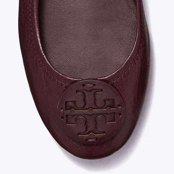 Tory Burch $228 MINNIE TRAVEL BALLET Flats Plum Dark Burgundy 10 10.5 - Picture 6 of 10
